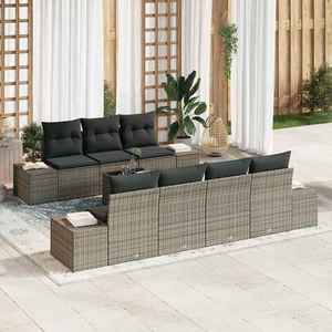 vidaXL Set de canapele pentru grădină 8 pcs Gri Rattan poli imagine