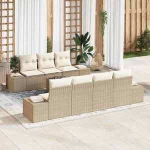 vidaXL Set de canapele pentru grădină 8 pcs Bej Rattan poli imagine