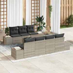 vidaXL Set de canapele pentru grădină 8 pcs Gri deschis Rattan poli imagine