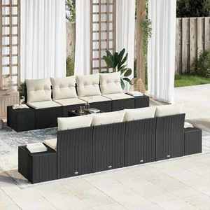 vidaXL Set de canapele pentru grădină cu pernă 7 pcs negru și crem imagine