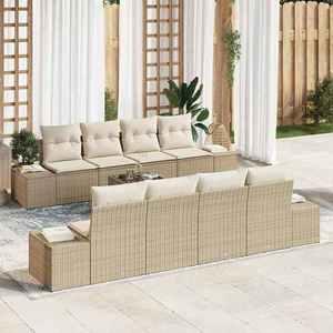 vidaXL Set de canapele pentru grădină cu pernă 7 pcs bej și crem imagine