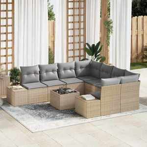 vidaXL Set de canapele pentru grădină 9 pcs Bej Rattan poli imagine