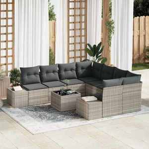 vidaXL Set de canapele pentru grădină 9 pcs Gri deschis Rattan poli imagine