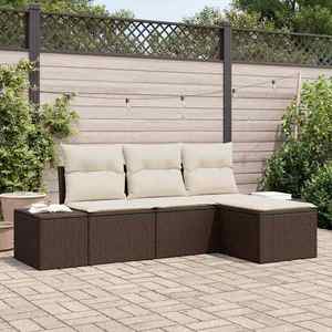 vidaXL Set de canapele pentru grădină 4 pcs Maro Rattan poli imagine