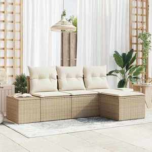 vidaXL Set de canapele pentru grădină 4 pcs Bej Rattan poli imagine
