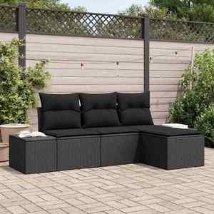 vidaXL Set de canapele pentru grădină 4 pcs Negru Rattan poli imagine