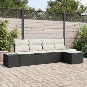 vidaXL Set de canapele pentru grădină 5 pcs Negru Rattan poli imagine