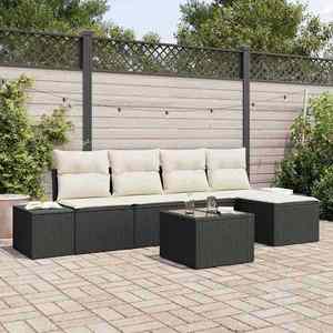 vidaXL Set de canapele pentru grădină 6 pcs Negru Rattan poli imagine