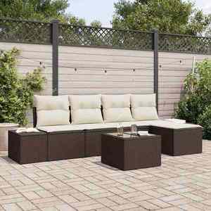 vidaXL Set de canapele pentru grădină 6 pcs Maro Rattan poli imagine