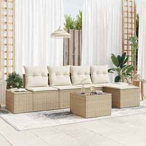 vidaXL Set de canapele pentru grădină 6 pcs Bej Rattan poli imagine
