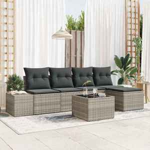 vidaXL Set de canapele pentru grădină 6 pcs Gri deschis Rattan poli imagine