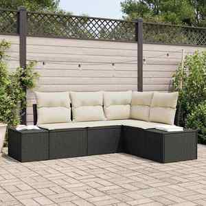 vidaXL Set de canapele pentru grădină 4 pcs Negru Rattan poli imagine