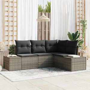 vidaXL Set de canapele pentru grădină 4 pcs Gri Rattan poli imagine