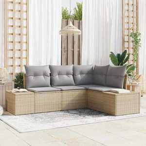 vidaXL Set de canapele pentru grădină 4 pcs Bej Rattan poli imagine