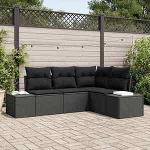 vidaXL Set de canapele pentru grădină 4 pcs Negru Rattan poli imagine