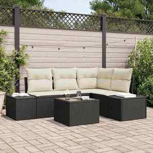 vidaXL Set de canapele pentru grădină 5 pcs Negru Rattan poli imagine