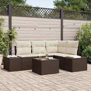 vidaXL Set de canapele pentru grădină 5 pcs Maro Rattan poli imagine