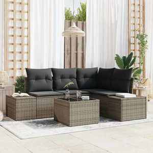 vidaXL Set de canapele pentru grădină 5 pcs Gri Rattan poli imagine