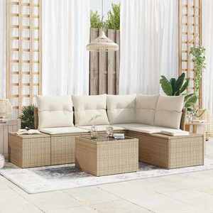 vidaXL Set de canapele pentru grădină 5 pcs Bej Rattan poli imagine