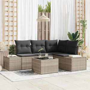 vidaXL Set de canapele pentru grădină 5 pcs Gri deschis Rattan poli imagine