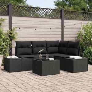 vidaXL Set de canapele pentru grădină 5 pcs Negru Rattan poli imagine