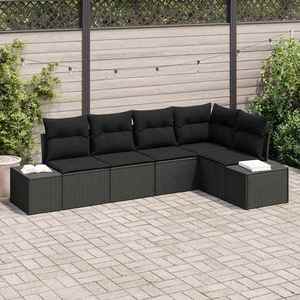 vidaXL Set de canapele pentru grădină 5 pcs Negru Rattan poli imagine