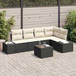 vidaXL Set de canapele pentru grădină 6 pcs Negru Rattan poli imagine