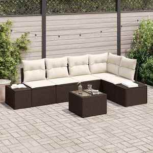 vidaXL Set de canapele pentru grădină 6 pcs Maro Rattan poli imagine