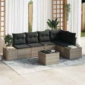 vidaXL Set de canapele pentru grădină 6 pcs Gri Rattan poli imagine