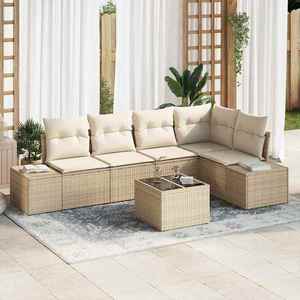 vidaXL Set de canapele pentru grădină 6 pcs Bej Rattan poli imagine