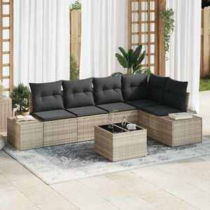 vidaXL Set de canapele pentru grădină 6 pcs Gri deschis Rattan poli imagine