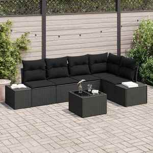 vidaXL Set de canapele pentru grădină 6 pcs Negru Rattan poli imagine