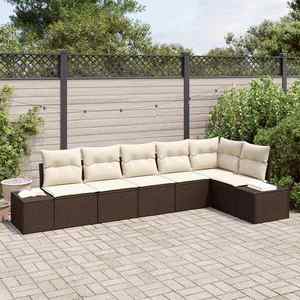 vidaXL Set de canapele pentru grădină 6 pcs maro și crem Rattan poli imagine