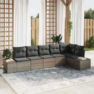 vidaXL Set de canapele pentru grădină cu pernă 6 pcs Gri Rattan poli imagine
