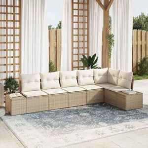 vidaXL Set de canapele pentru grădină 6 pcs bej și crem Rattan poli imagine