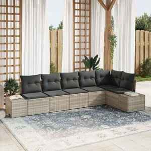vidaXL Set de canapele pentru grădină 6 pcs Gri deschis Rattan poli imagine