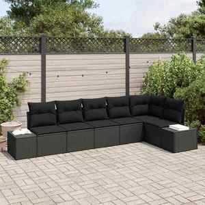 vidaXL Set de canapele pentru grădină cu pernă 6 pcs Negru Rattan poli imagine