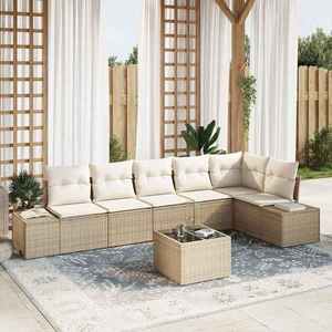 vidaXL Set de canapele pentru grădină 7 pcs bej și crem Rattan poli imagine