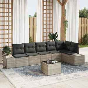 vidaXL Set de canapele pentru grădină 7 pcs Gri deschis Rattan poli imagine