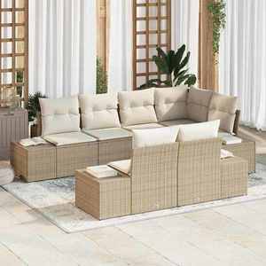 vidaXL Set de canapele pentru grădină 7 pcs bej și crem Rattan poli imagine