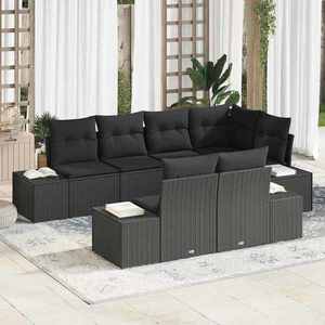 vidaXL Set de canapele pentru grădină cu pernă 7 pcs Negru Rattan poli imagine