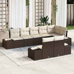 vidaXL Set de canapele pentru grădină 8 pcs maro și crem Rattan poli imagine