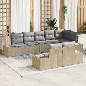 vidaXL Set de canapele pentru grădină 8 pcs bej și gri Rattan poli imagine