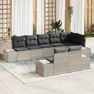 vidaXL Set de canapele pentru grădină 8 pcs Gri deschis Rattan poli imagine