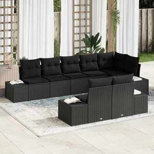 vidaXL Set de canapele pentru grădină cu pernă 8 pcs Negru Rattan poli imagine