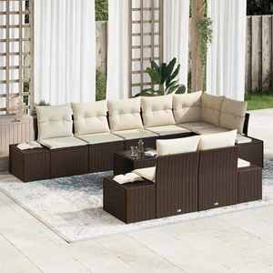 vidaXL Set de canapele pentru grădină 9 pcs maro și crem Rattan poli imagine
