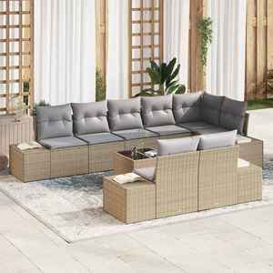 vidaXL Set de canapele pentru grădină 9 pcs bej și gri Rattan poli imagine