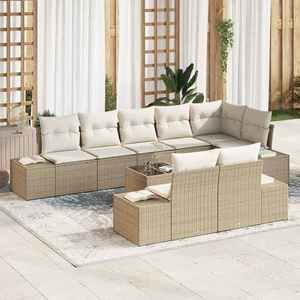 vidaXL Set de canapele pentru grădină 9 pcs bej și crem Rattan poli imagine