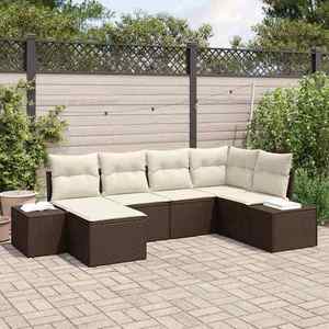 vidaXL Set de canapele pentru grădină 6 pcs maro și crem Rattan poli imagine