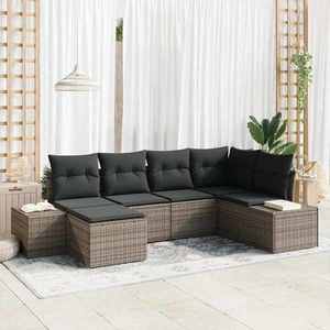 vidaXL Set de canapele pentru grădină cu pernă 6 pcs Gri Rattan poli imagine